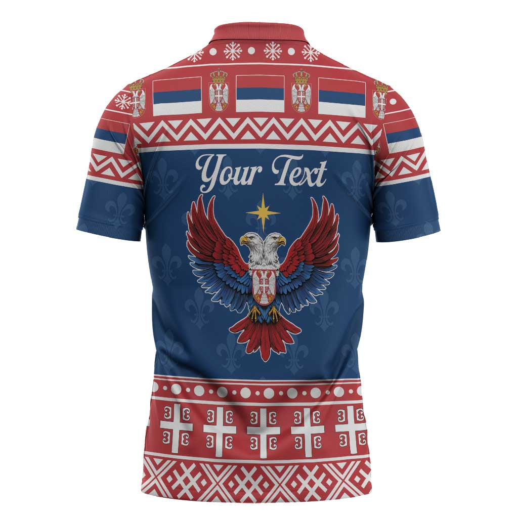 Personalized Serbia Christmas Eagle Zipper Polo Shirt Srecan Bozic Tee - Wonder Print Shop