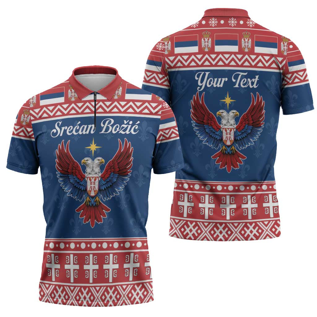 Personalized Serbia Christmas Eagle Zipper Polo Shirt Srecan Bozic Tee - Wonder Print Shop