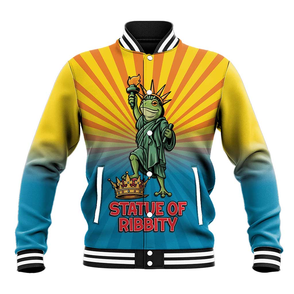 Lady Liberty Portland Frog Baseball Jacket Frog Protest No Kings In America - Wonder Print Shop