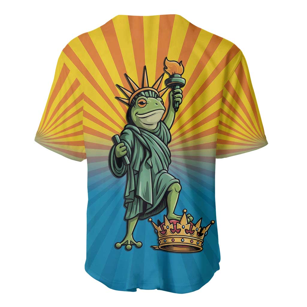 Lady Liberty Portland Frog Baseball Jersey Frog Protest No Kings In America - Wonder Print Shop