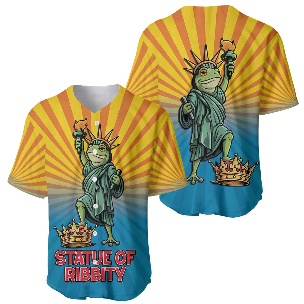 Lady Liberty Portland Frog Baseball Jersey Frog Protest No Kings In America - Wonder Print Shop