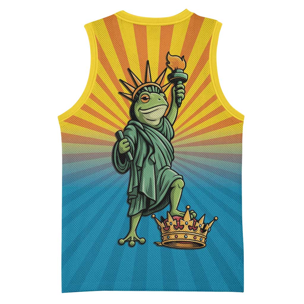 Lady Liberty Portland Frog Basketball Jersey Frog Protest No Kings In America - Wonder Print Shop