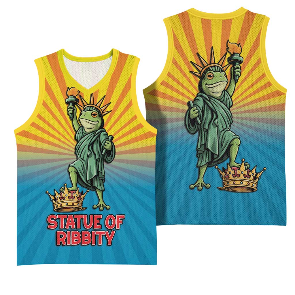 Lady Liberty Portland Frog Basketball Jersey Frog Protest No Kings In America - Wonder Print Shop