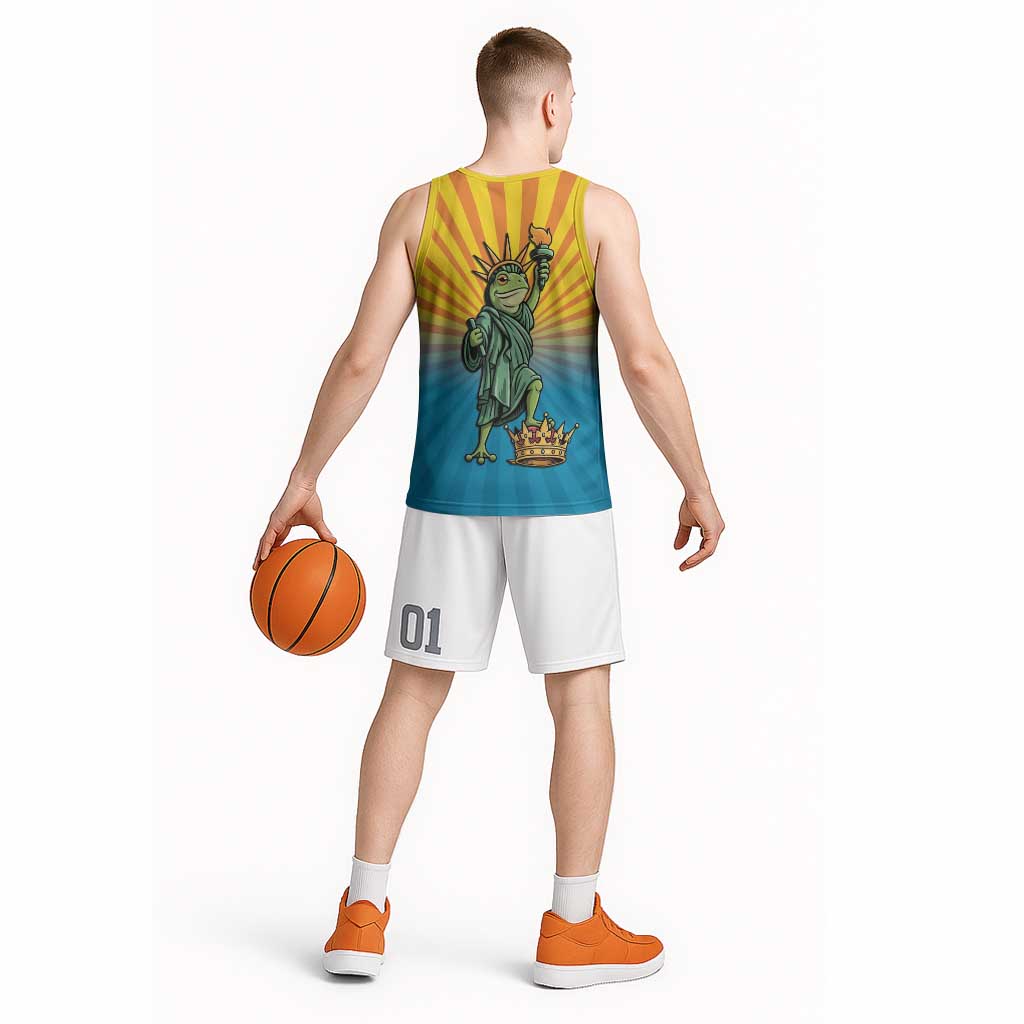 Lady Liberty Portland Frog Basketball Jersey Frog Protest No Kings In America - Wonder Print Shop
