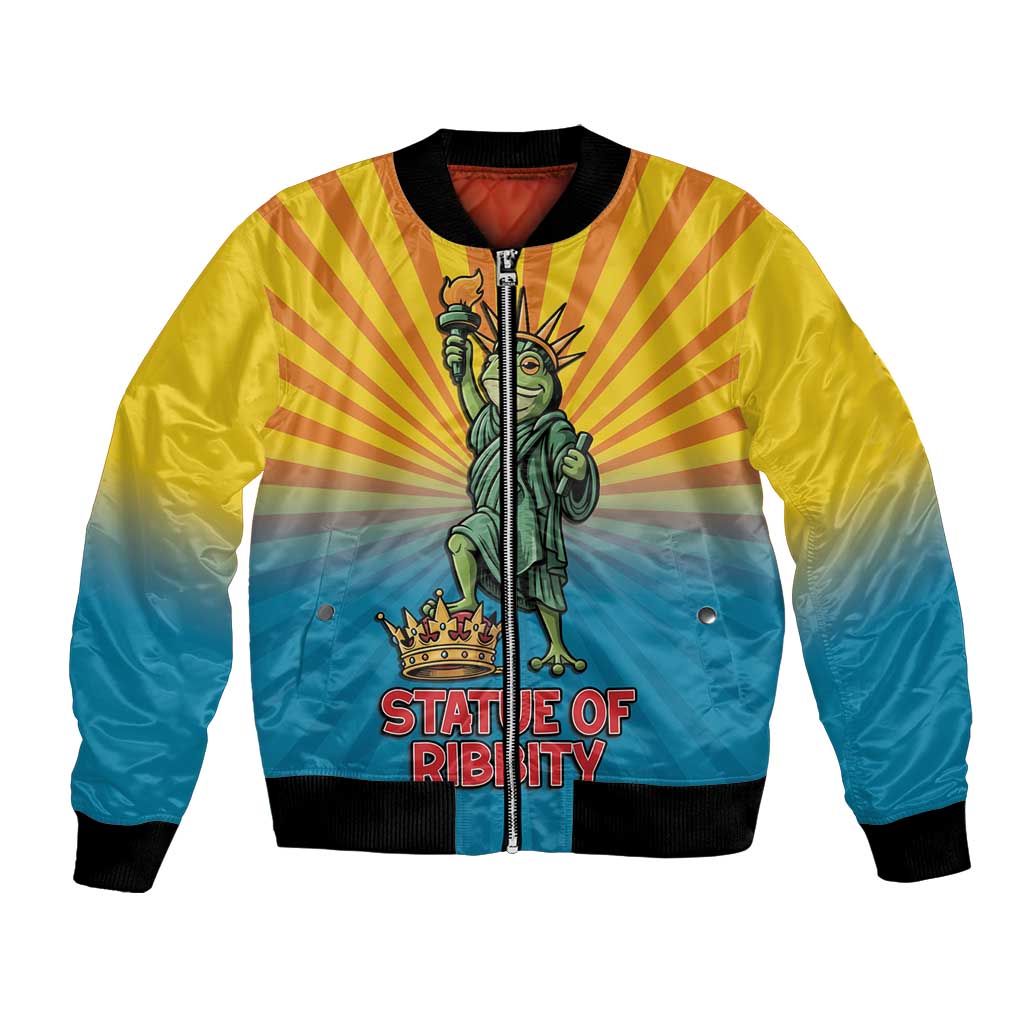 Lady Liberty Portland Frog Bomber Jacket Frog Protest No Kings In America - Wonder Print Shop