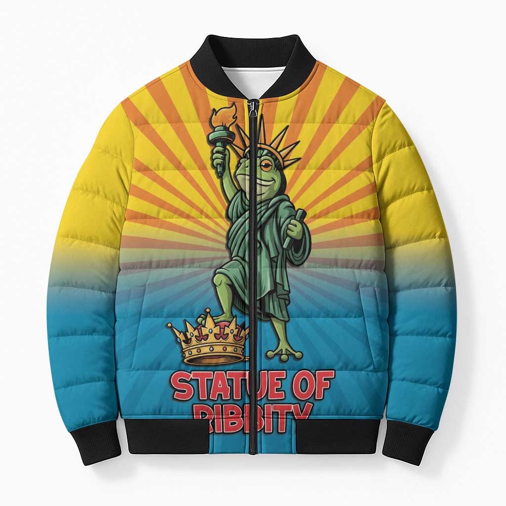 Lady Liberty Portland Frog Bomber Puffer Jacket Frog Protest No Kings In America - Wonder Print Shop