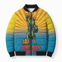 Lady Liberty Portland Frog Bomber Puffer Jacket Frog Protest No Kings In America - Wonder Print Shop
