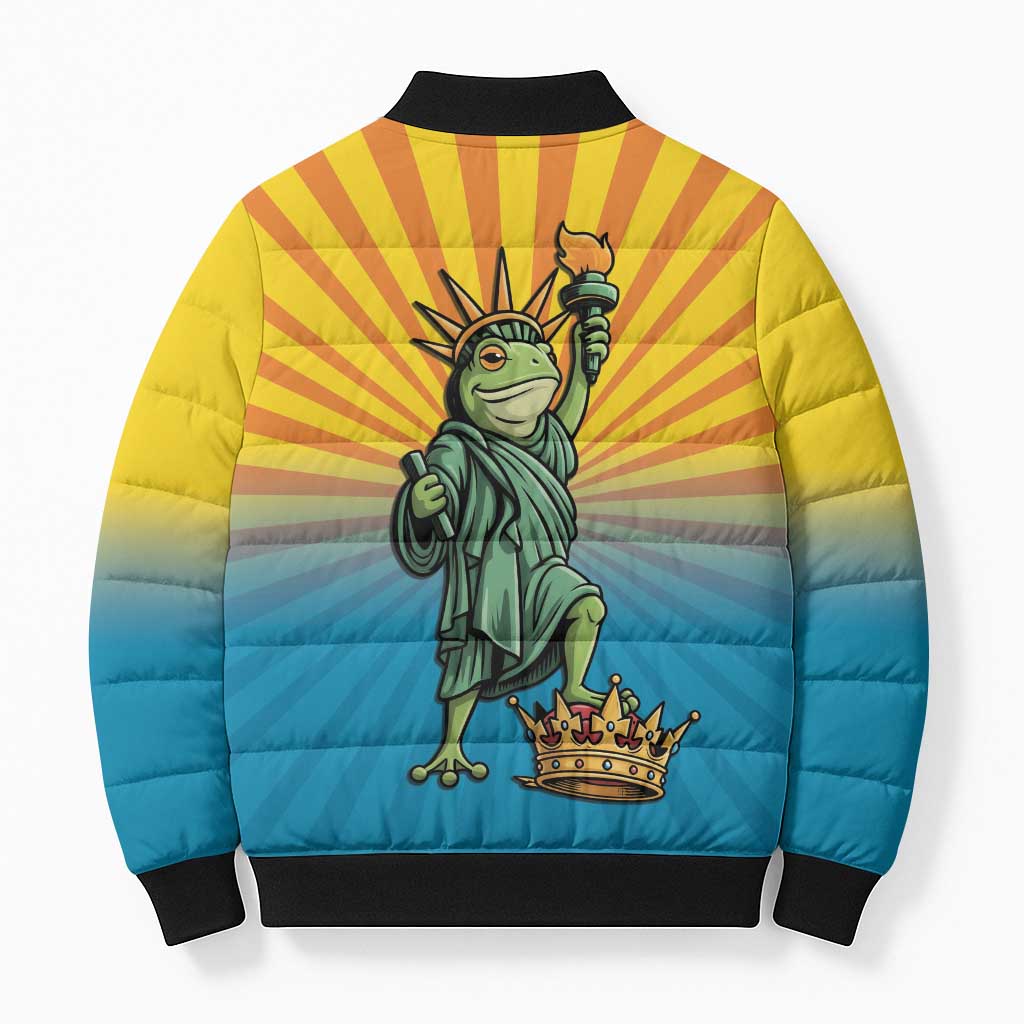 Lady Liberty Portland Frog Bomber Puffer Jacket Frog Protest No Kings In America - Wonder Print Shop
