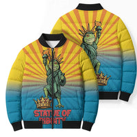 Lady Liberty Portland Frog Bomber Puffer Jacket Frog Protest No Kings In America - Wonder Print Shop