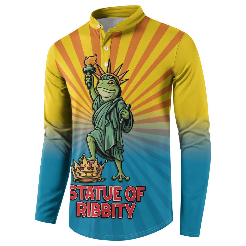 Lady Liberty Portland Frog Button Sweatshirt Frog Protest No Kings In America - Wonder Print Shop