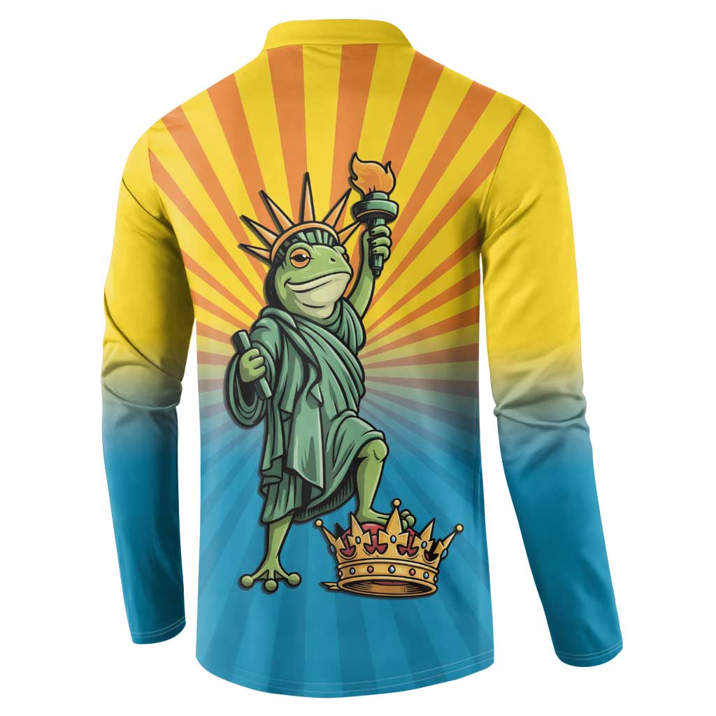 Lady Liberty Portland Frog Button Sweatshirt Frog Protest No Kings In America - Wonder Print Shop