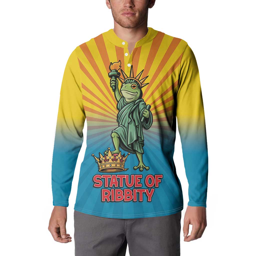 Lady Liberty Portland Frog Button Sweatshirt Frog Protest No Kings In America - Wonder Print Shop