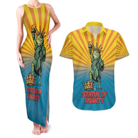 Lady Liberty Portland Frog Couples Matching Tank Maxi Dress and Hawaiian Shirt Frog Protest No Kings In America - Wonder Print Shop