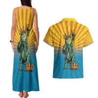 Lady Liberty Portland Frog Couples Matching Tank Maxi Dress and Hawaiian Shirt Frog Protest No Kings In America - Wonder Print Shop