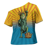 Lady Liberty Portland Frog Cross Shoulder Shirt Frog Protest No Kings In America - Wonder Print Shop