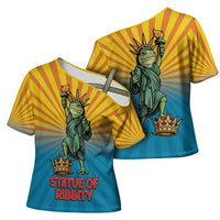 Lady Liberty Portland Frog Cross Shoulder Shirt Frog Protest No Kings In America - Wonder Print Shop