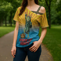 Lady Liberty Portland Frog Cross Shoulder Shirt Frog Protest No Kings In America - Wonder Print Shop