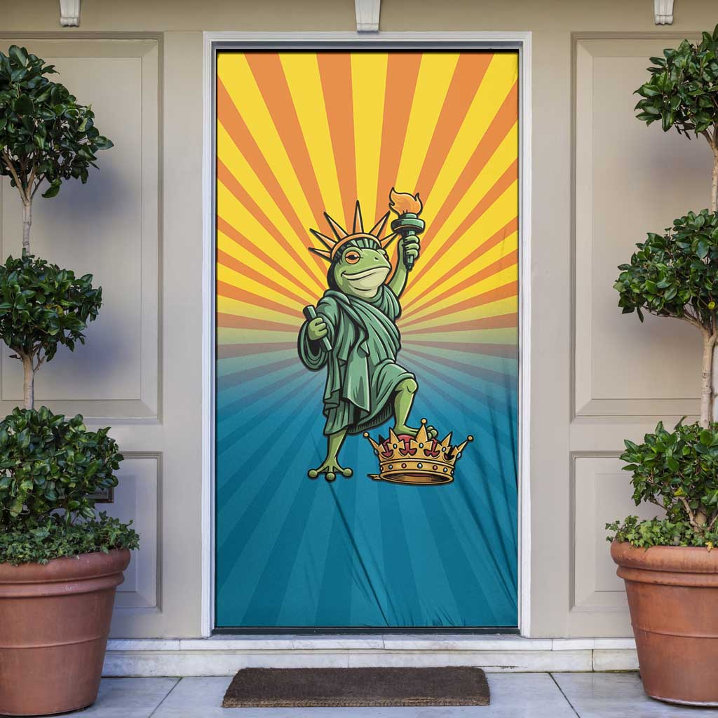 Lady Liberty Portland Frog Door Cover Frog Protest No Kings In America - Wonder Print Shop