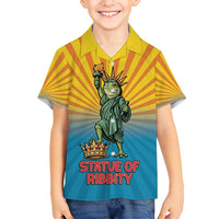 Lady Liberty Portland Frog Family Matching Long Sleeve Bodycon Dress and Hawaiian Shirt Frog Protest No Kings In America - Wonder Print Shop