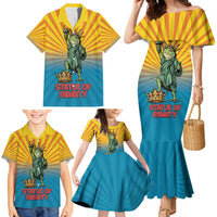 Lady Liberty Portland Frog Family Matching Mermaid Dress and Hawaiian Shirt Frog Protest No Kings In America - Wonder Print Shop