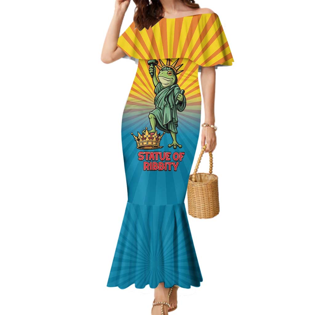 Lady Liberty Portland Frog Family Matching Mermaid Dress and Hawaiian Shirt Frog Protest No Kings In America - Wonder Print Shop
