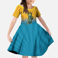 Lady Liberty Portland Frog Family Matching Off The Shoulder Long Sleeve Dress and Hawaiian Shirt Frog Protest No Kings In America - Wonder Print Shop
