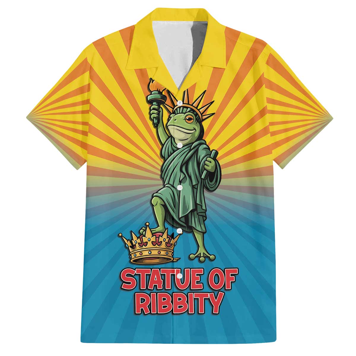 Lady Liberty Portland Frog Family Matching Off The Shoulder Long Sleeve Dress and Hawaiian Shirt Frog Protest No Kings In America - Wonder Print Shop