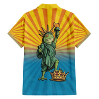 Lady Liberty Portland Frog Family Matching Off The Shoulder Long Sleeve Dress and Hawaiian Shirt Frog Protest No Kings In America - Wonder Print Shop