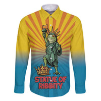 Lady Liberty Portland Frog Family Matching Off The Shoulder Long Sleeve Dress and Hawaiian Shirt Frog Protest No Kings In America - Wonder Print Shop