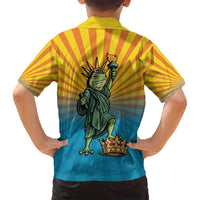 Lady Liberty Portland Frog Family Matching Off Shoulder Short Dress and Hawaiian Shirt Frog Protest No Kings In America - Wonder Print Shop