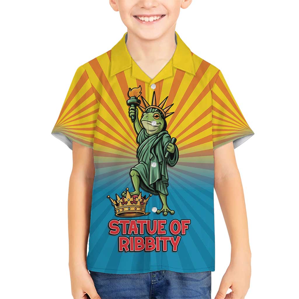 Lady Liberty Portland Frog Family Matching Off Shoulder Short Dress and Hawaiian Shirt Frog Protest No Kings In America - Wonder Print Shop