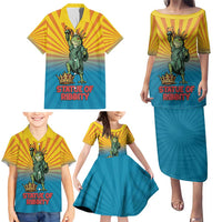Lady Liberty Portland Frog Family Matching Puletasi and Hawaiian Shirt Frog Protest No Kings In America - Wonder Print Shop