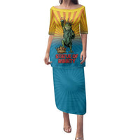 Lady Liberty Portland Frog Family Matching Puletasi and Hawaiian Shirt Frog Protest No Kings In America - Wonder Print Shop