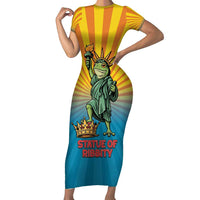 Lady Liberty Portland Frog Family Matching Short Sleeve Bodycon Dress and Hawaiian Shirt Frog Protest No Kings In America - Wonder Print Shop