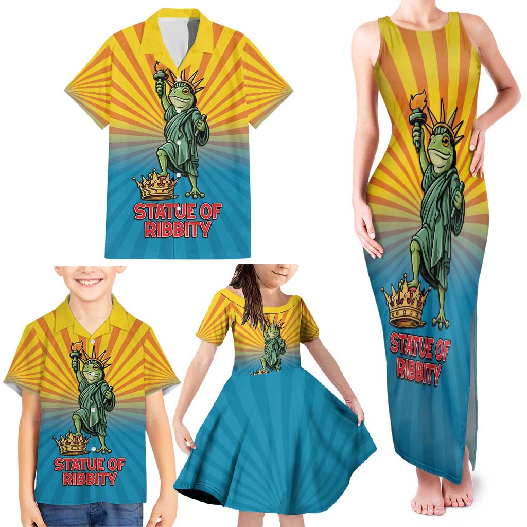 Lady Liberty Portland Frog Family Matching Tank Maxi Dress and Hawaiian Shirt Frog Protest No Kings In America - Wonder Print Shop