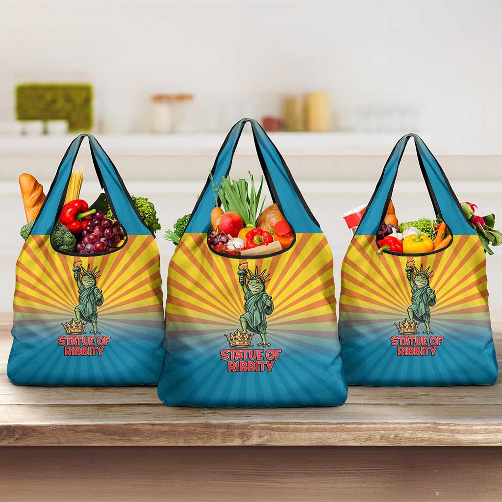Lady Liberty Portland Frog Grocery Bag Frog Protest No Kings In America - Wonder Print Shop