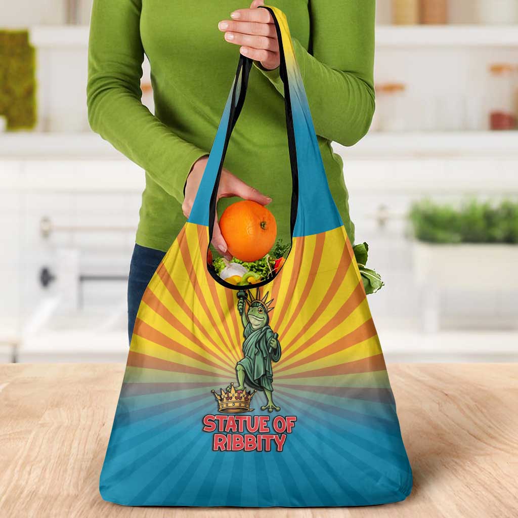Lady Liberty Portland Frog Grocery Bag Frog Protest No Kings In America - Wonder Print Shop