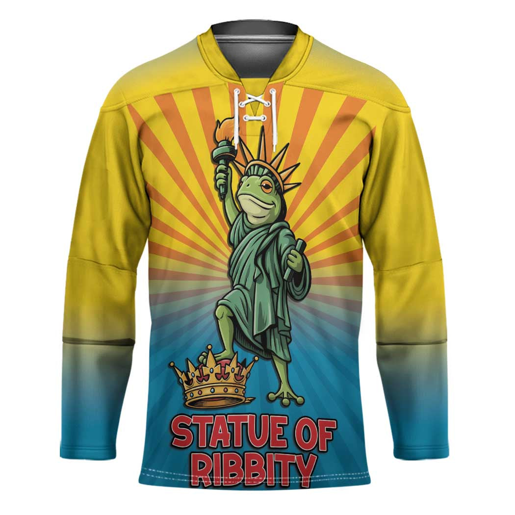Lady Liberty Portland Frog Hockey Jersey Frog Protest No Kings In America - Wonder Print Shop