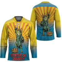 Lady Liberty Portland Frog Hockey Jersey Frog Protest No Kings In America - Wonder Print Shop