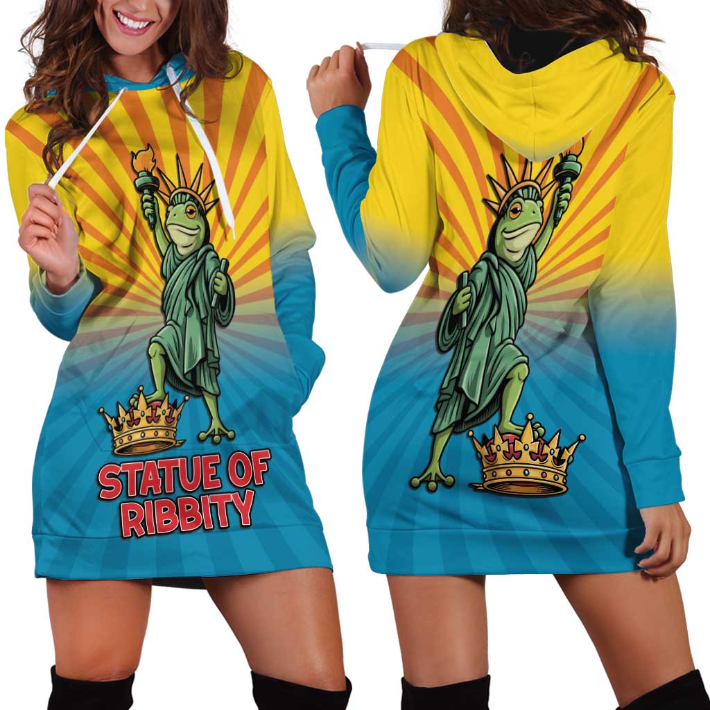 Lady Liberty Portland Frog Hoodie Dress Frog Protest No Kings In America - Wonder Print Shop