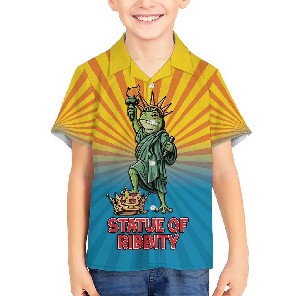 Lady Liberty Portland Frog Kid Hawaiian Shirt Frog Protest No Kings In America - Wonder Print Shop