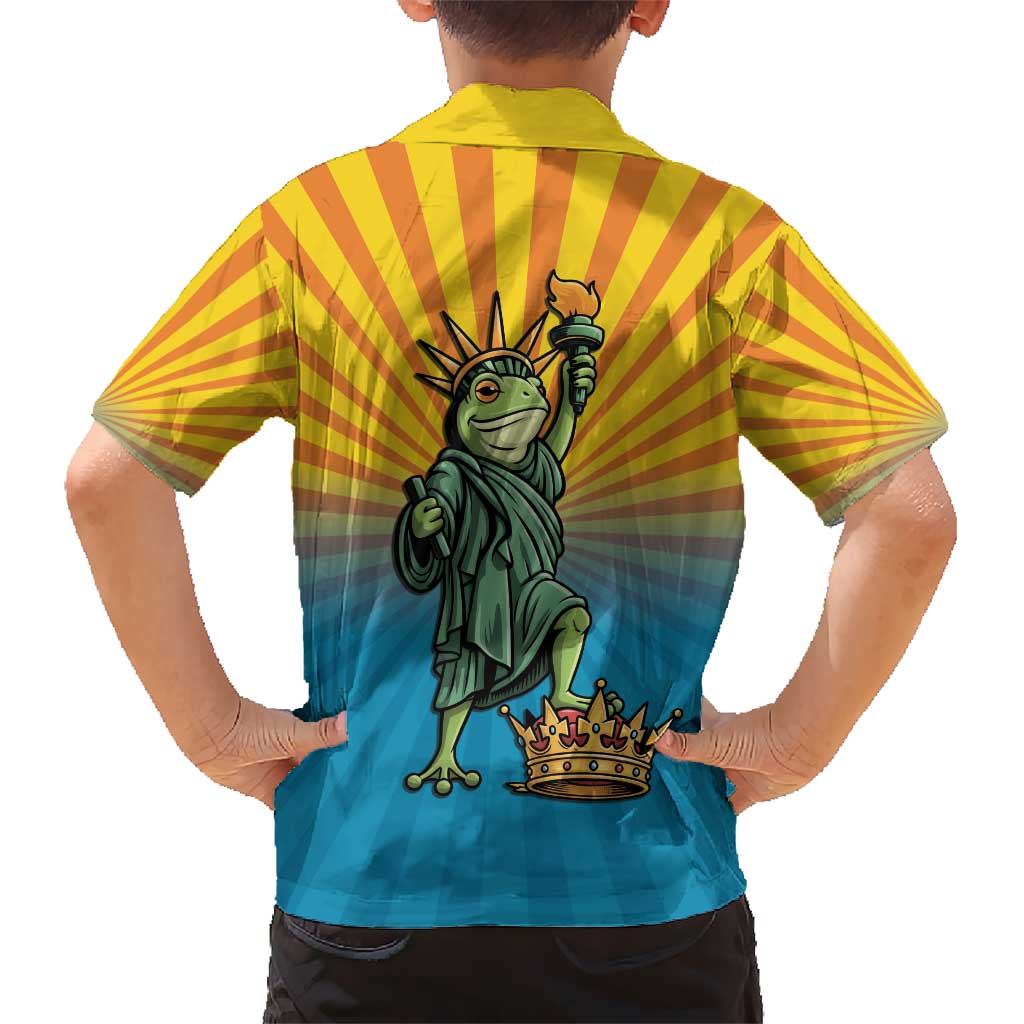 Lady Liberty Portland Frog Kid Hawaiian Shirt Frog Protest No Kings In America - Wonder Print Shop