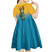 Lady Liberty Portland Frog Kid Short Sleeve Dress Frog Protest No Kings In America - Wonder Print Shop