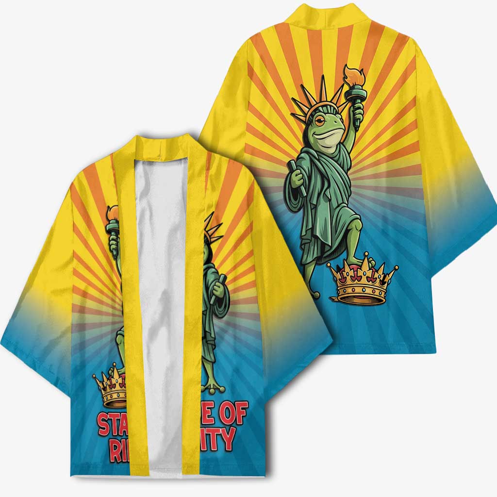 Lady Liberty Portland Frog Kimono Frog Protest No Kings In America - Wonder Print Shop