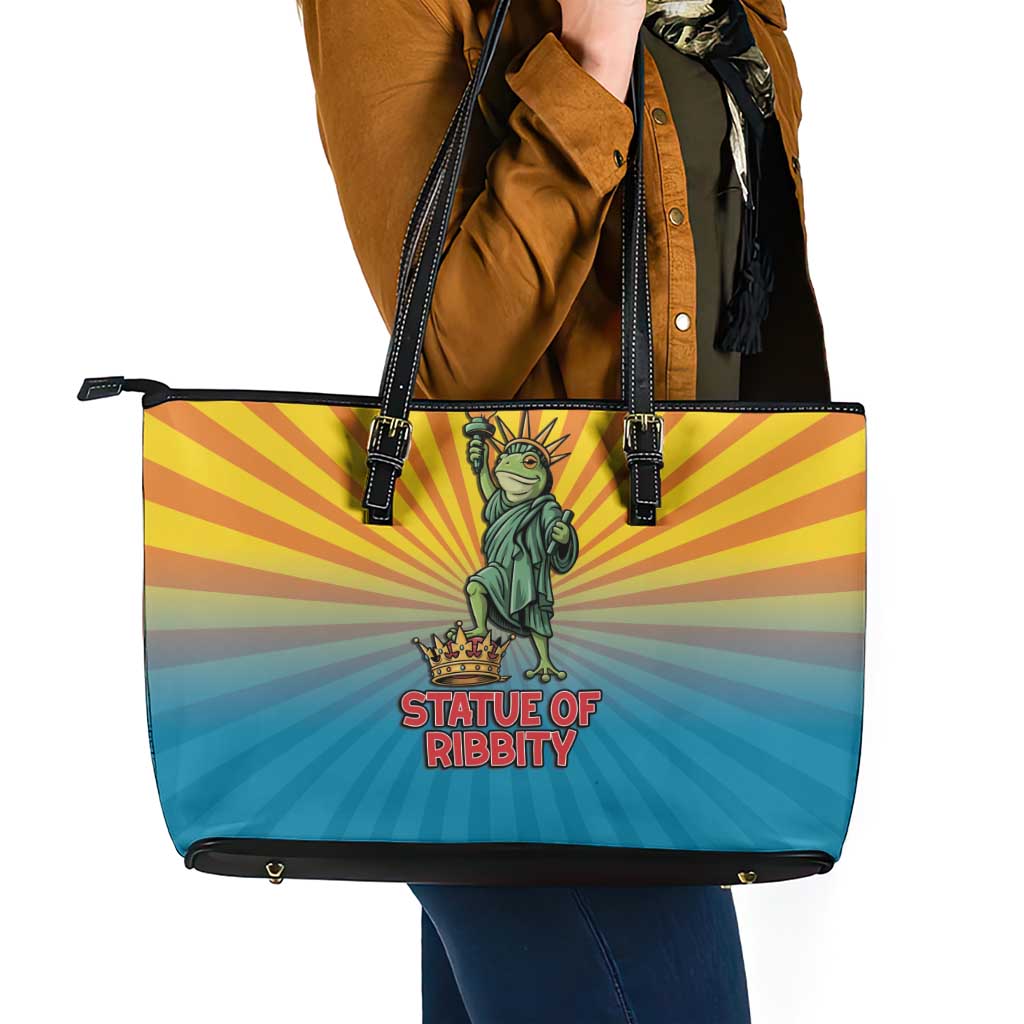 Lady Liberty Portland Frog Leather Tote Bag Frog Protest No Kings In America - Wonder Print Shop