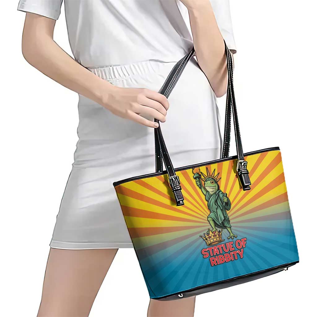 Lady Liberty Portland Frog Leather Tote Bag Frog Protest No Kings In America - Wonder Print Shop
