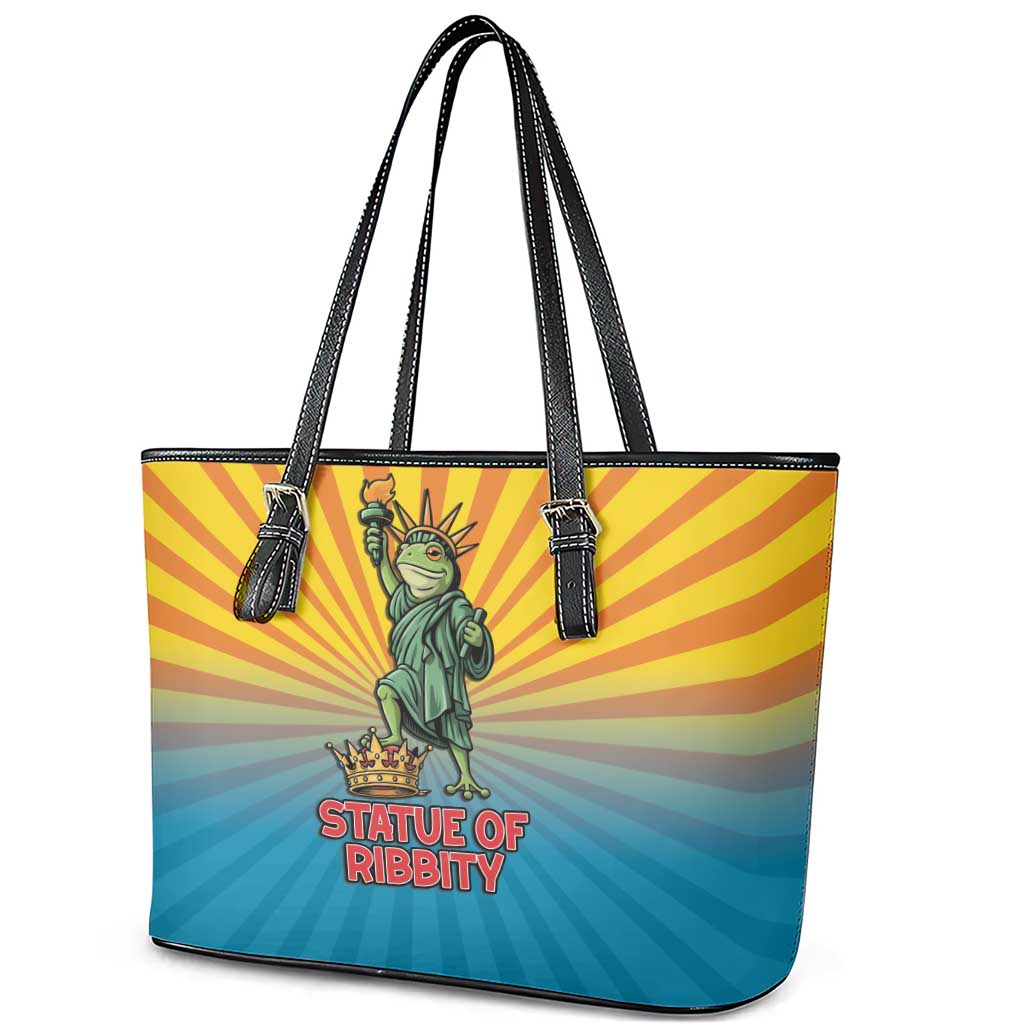 Lady Liberty Portland Frog Leather Tote Bag Frog Protest No Kings In America - Wonder Print Shop
