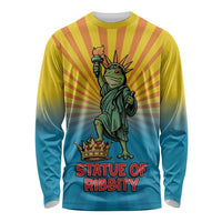 Lady Liberty Portland Frog Long Sleeve Shirt Frog Protest No Kings In America - Wonder Print Shop