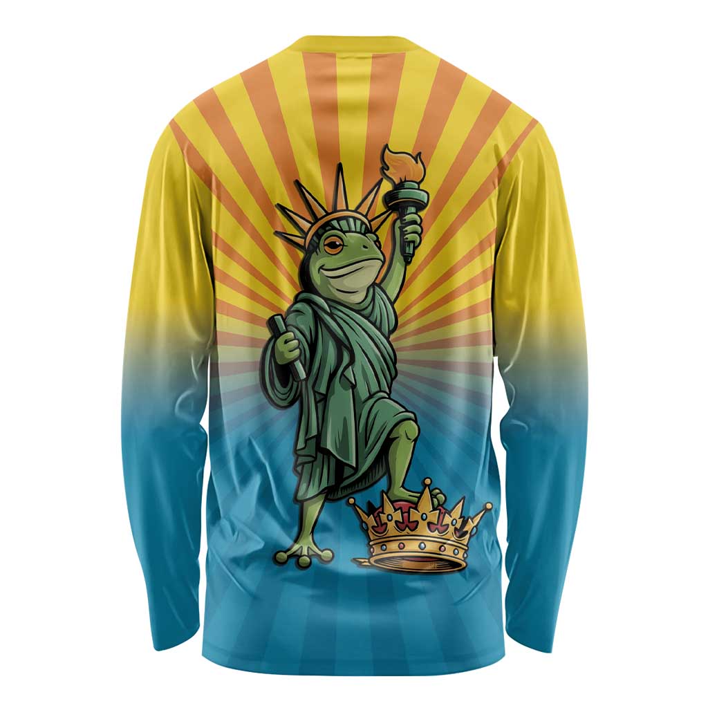 Lady Liberty Portland Frog Long Sleeve Shirt Frog Protest No Kings In America - Wonder Print Shop