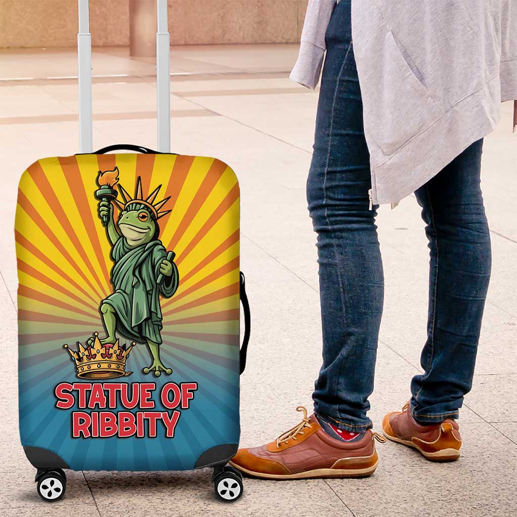 Lady Liberty Portland Frog Luggage Cover Frog Protest No Kings In America - Wonder Print Shop